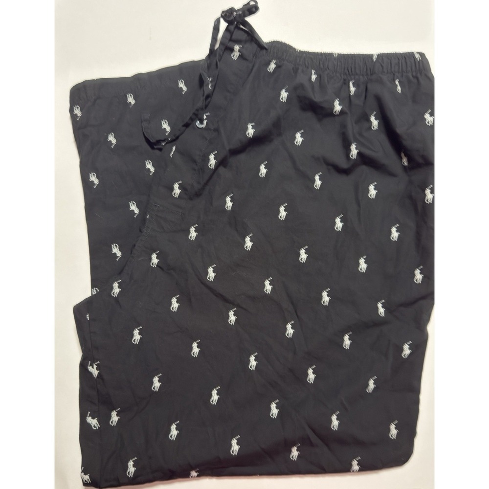 Polo Ralph Lauren Pajama Pants Mens 3 XLBlack Pony Print Cotton Lounge Pjs‎